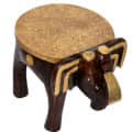 Brass-Fitted Elephant Design Sitting Stool - front_view