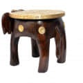 Brass-Fitted Elephant Design Sitting Stool - top_view