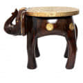 Brass-Fitted Elephant Design Sitting Stool - left_view