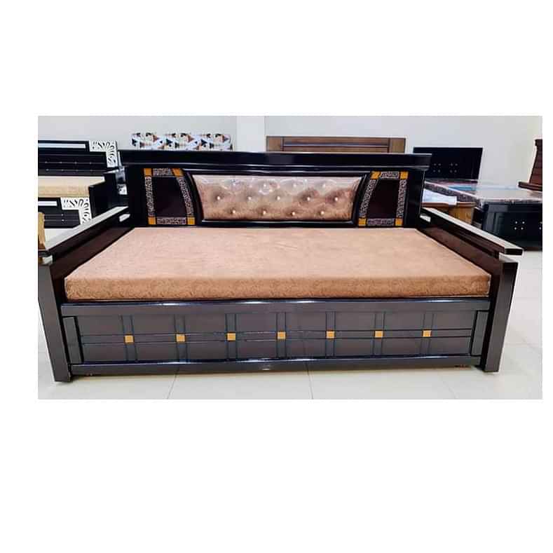Olympia Wooden Sofa Cum Bed (3 Seater) - photo