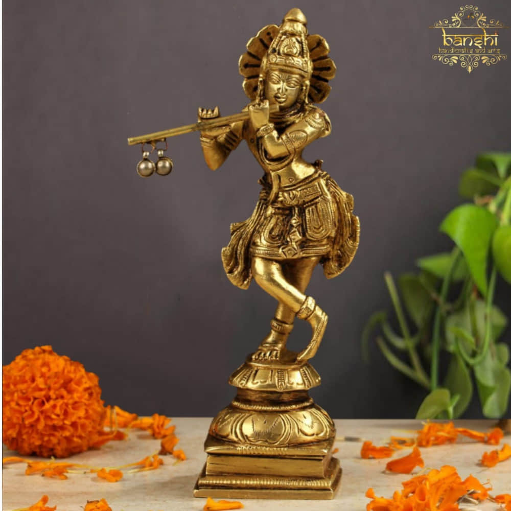 Lord Krishna Brass Idol - photo