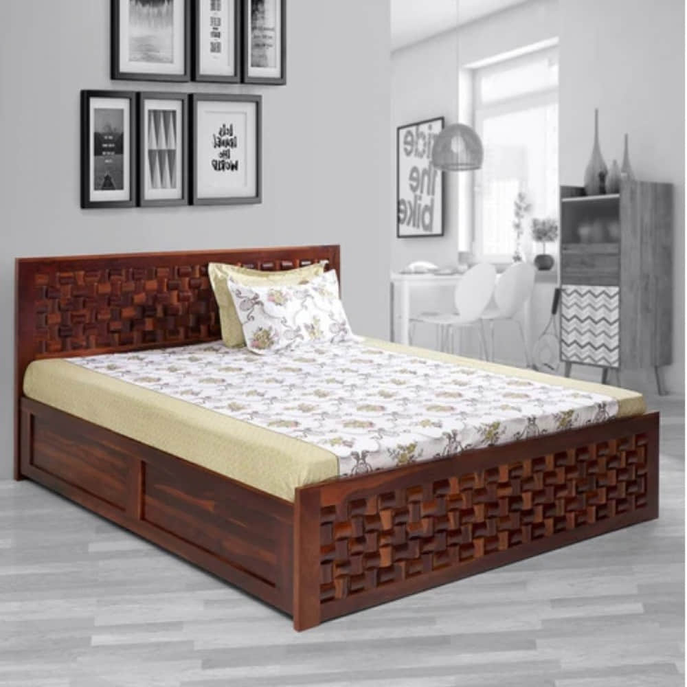 Crocus Wooden King Size Bed With Storage - photo
