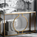 Metal Console Table With Marble Tabletop - rear_view