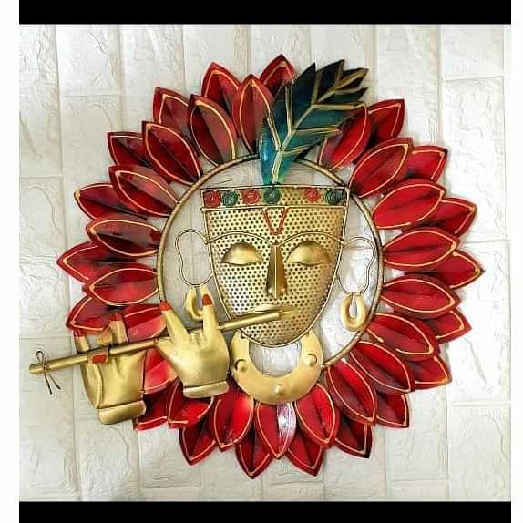 Rounded Iron Krishna Leaf Wall Decor - photo