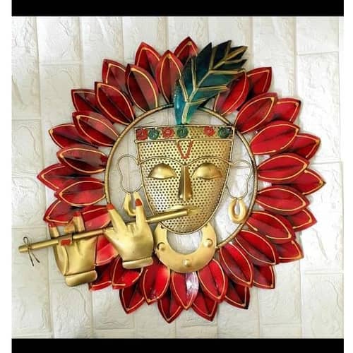Rounded Iron Krishna Leaf Wall Decor