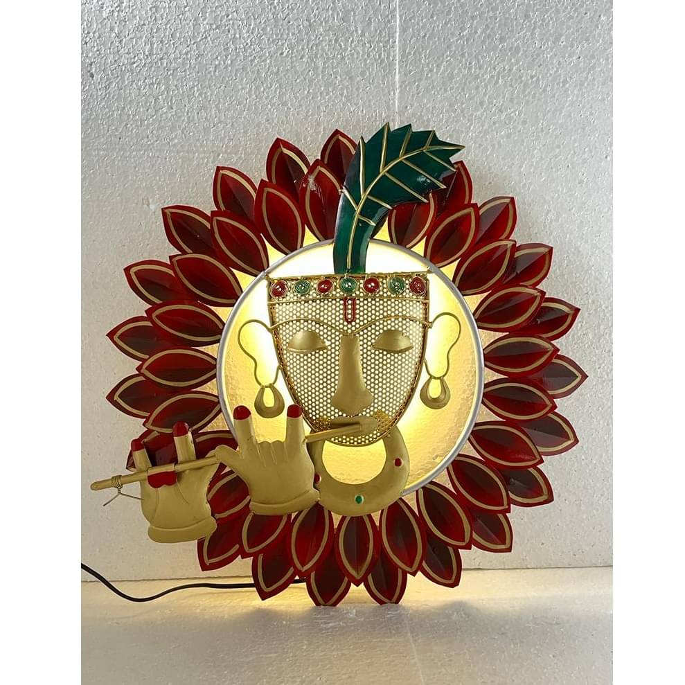 Rounded Iron Krishna Leaf Wall Decor