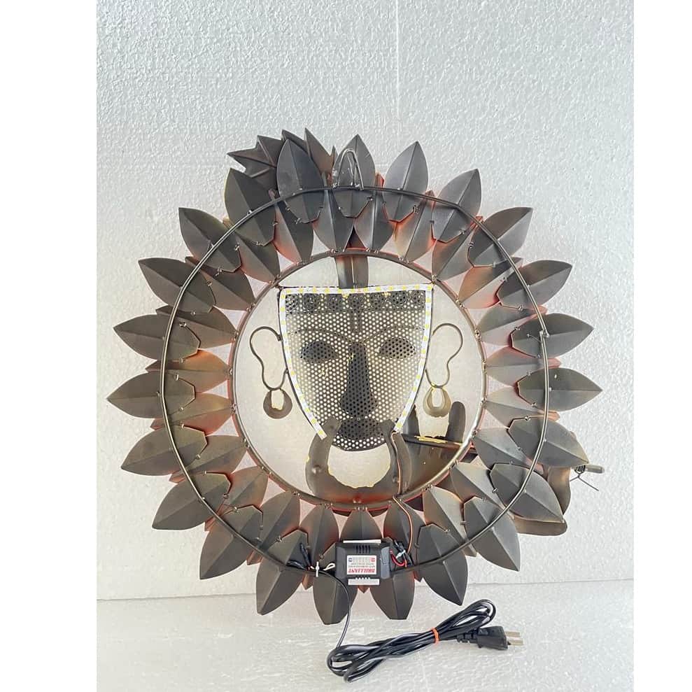 Rounded Iron Krishna Leaf Wall Decor - rear_view