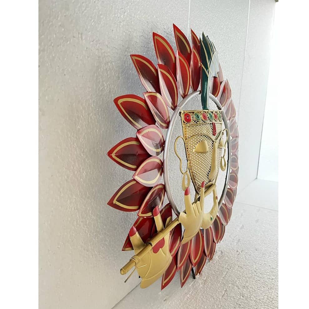 Rounded Iron Krishna Leaf Wall Decor