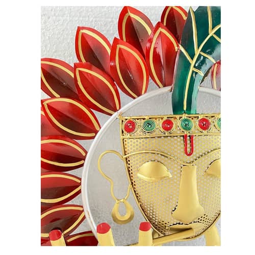 Rounded Iron Krishna Leaf Wall Decor