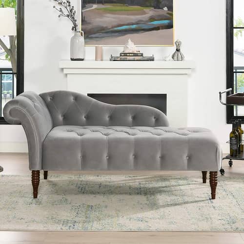 Damask Chaise Longue Grey Sofa