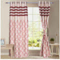 Jacquard Small Leaf Design Long Window Single Curtain -(Red) - photo
