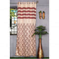 Jacquard Small Leaf Design Long Window Single Curtain -(Red) - front_view