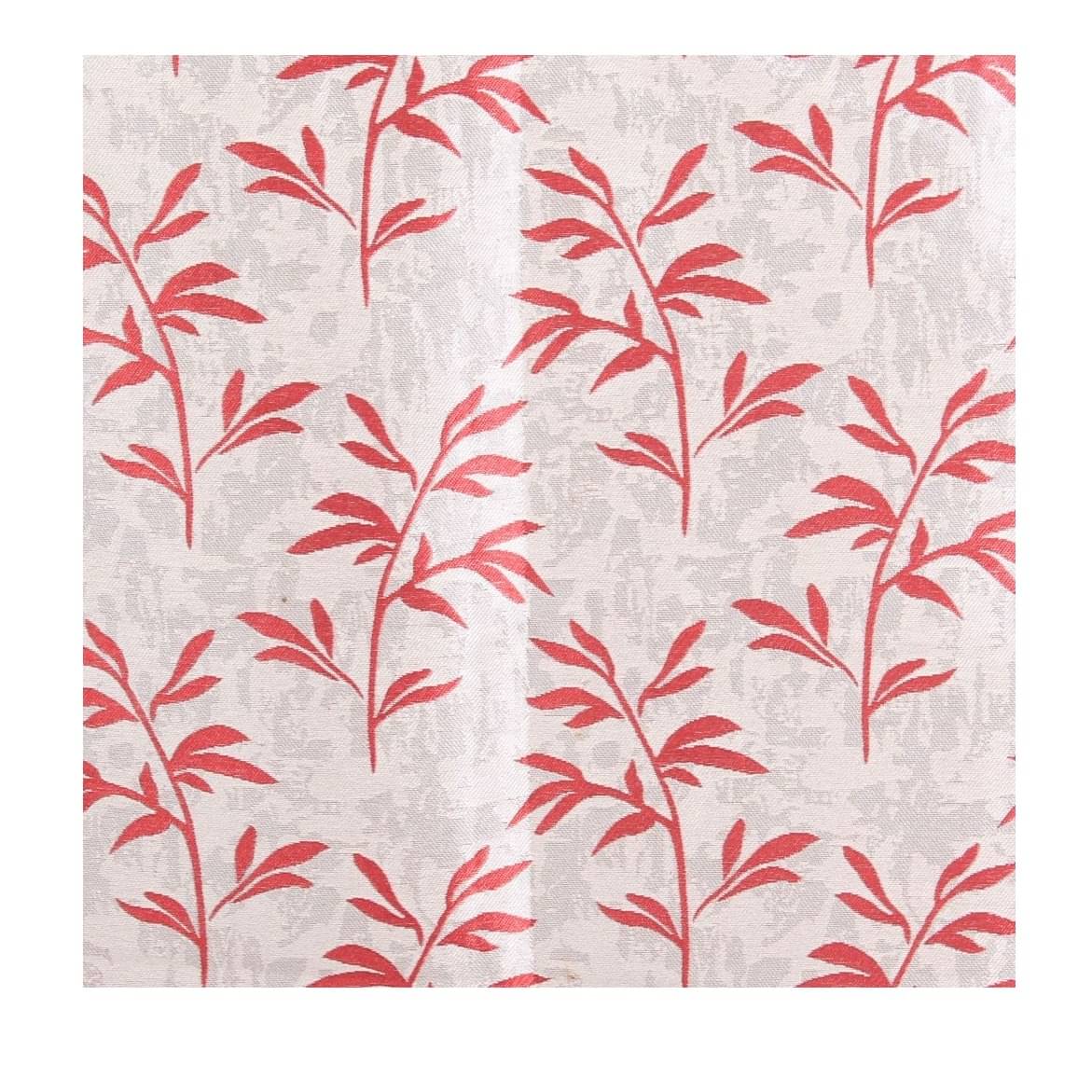 Jacquard Small Leaf Design Long Window Single Curtain -(Red)