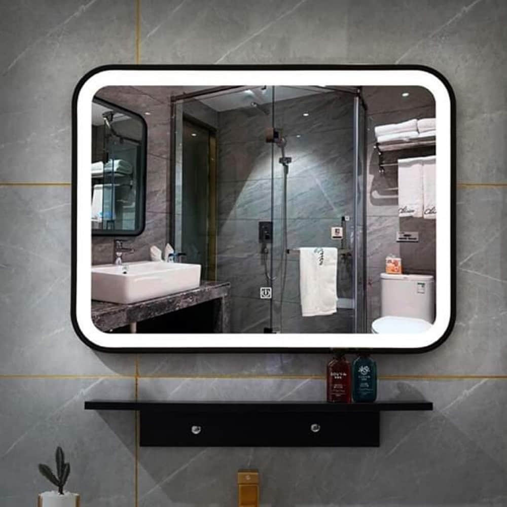 Led Mirror with Frame Smart Touch Senser Wall Mounted - photo