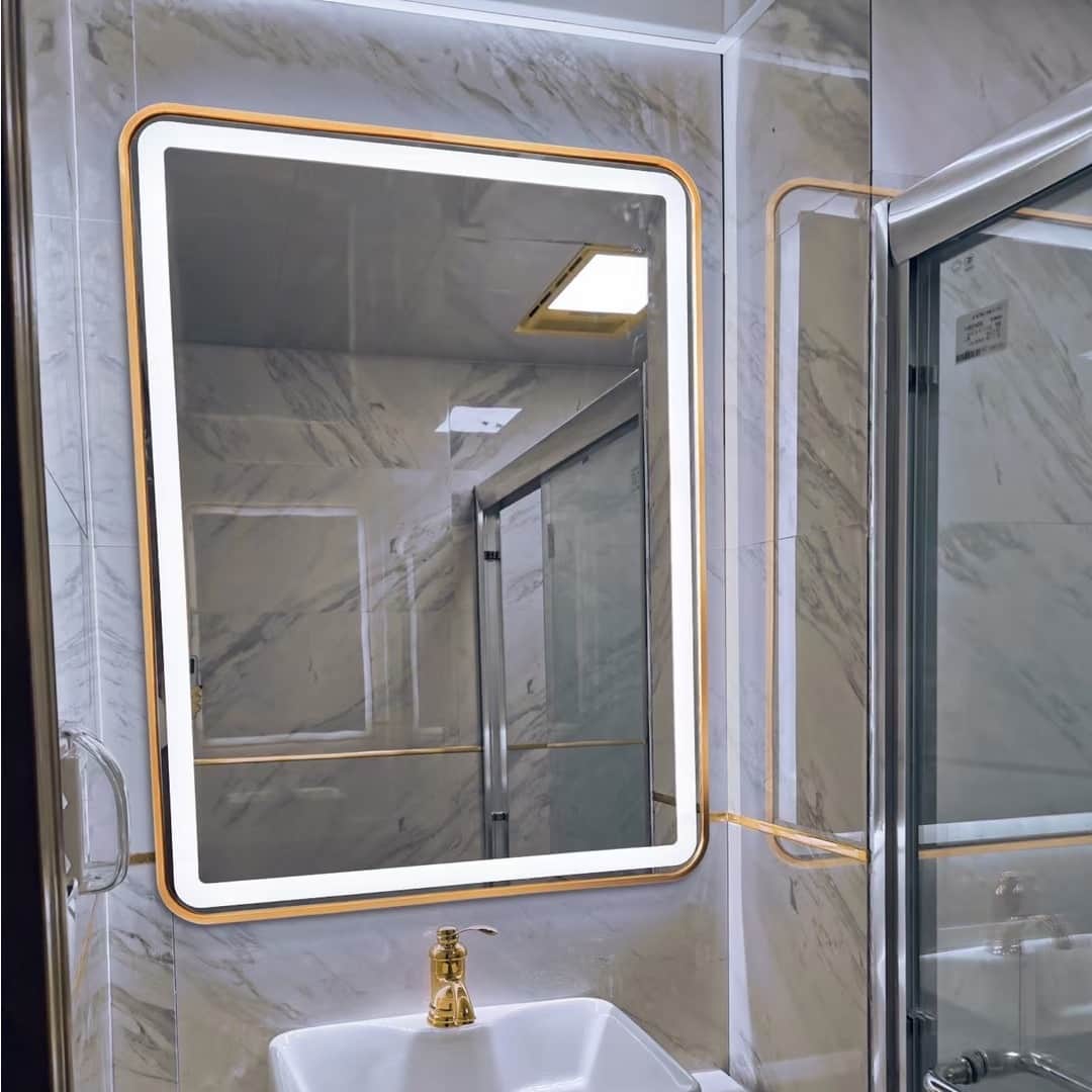 Led Mirror with Frame Smart Touch Senser Wall Mounted - front_view