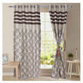 Jacquard Small Leaf Design Long Window Single Curtain (Brown) - photo