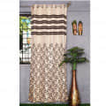 Jacquard Small Leaf Design Long Window Single Curtain (Brown) - front_view