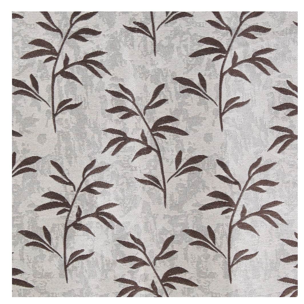 Jacquard Small Leaf Design Long Window Single Curtain (Brown) - top_view