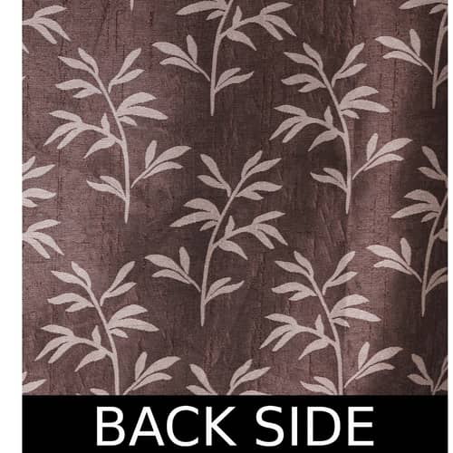 Jacquard Small Leaf Design Long Window Single Curtain (Brown)