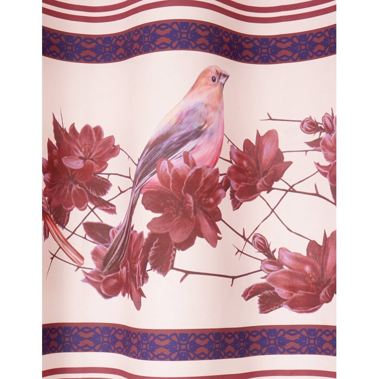 Flower with Bird Polyester Long Window Single Curtain (Brown)