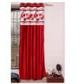 Flower with Bird Polyester Long Window Single Curtain (Red) - photo