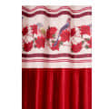 Flower with Bird Polyester Long Window Single Curtain (Red) - front_view