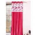 Flower With Bird Long Window Single Curtain (Pink) - photo