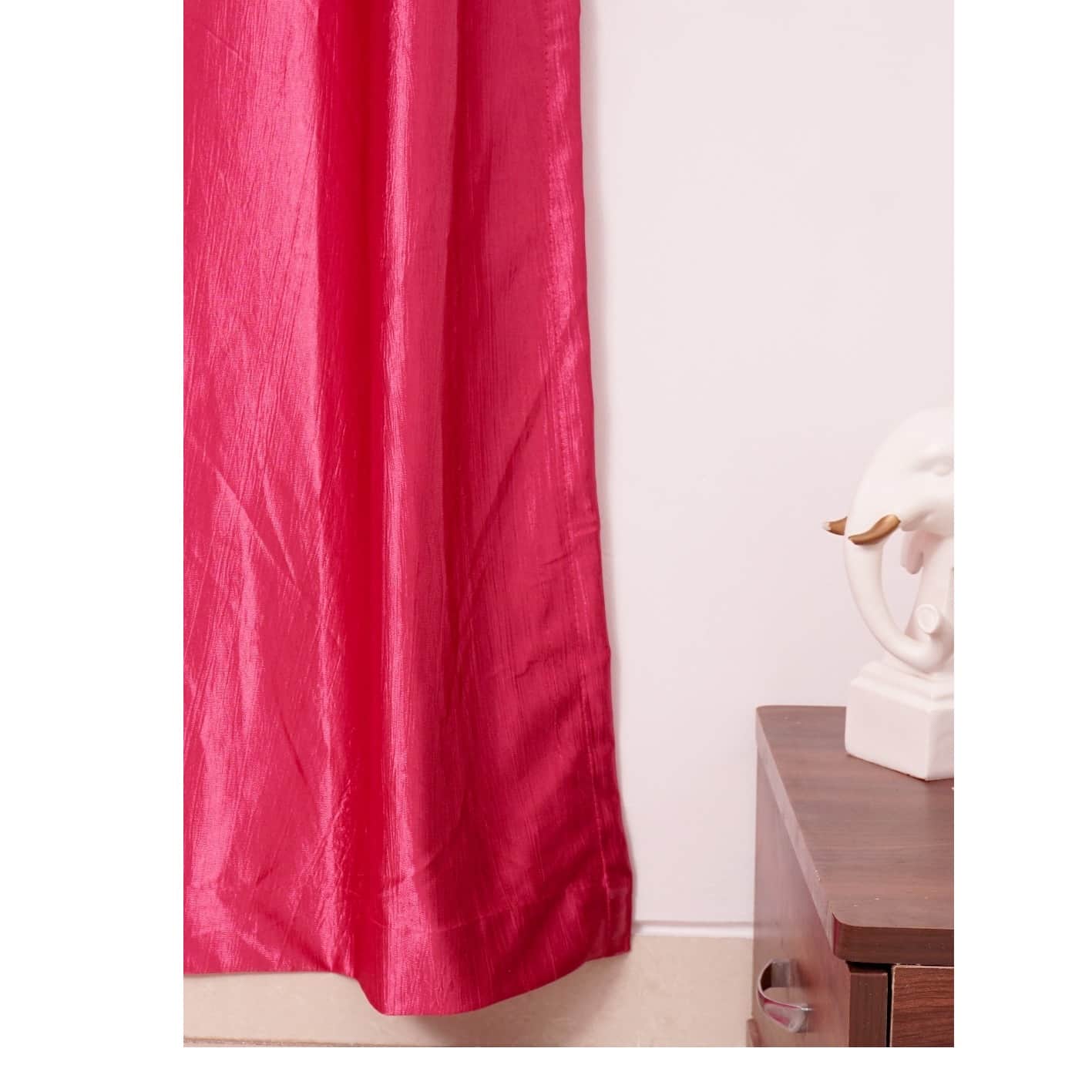 Flower With Bird Long Window Single Curtain (Pink) - bottom_view