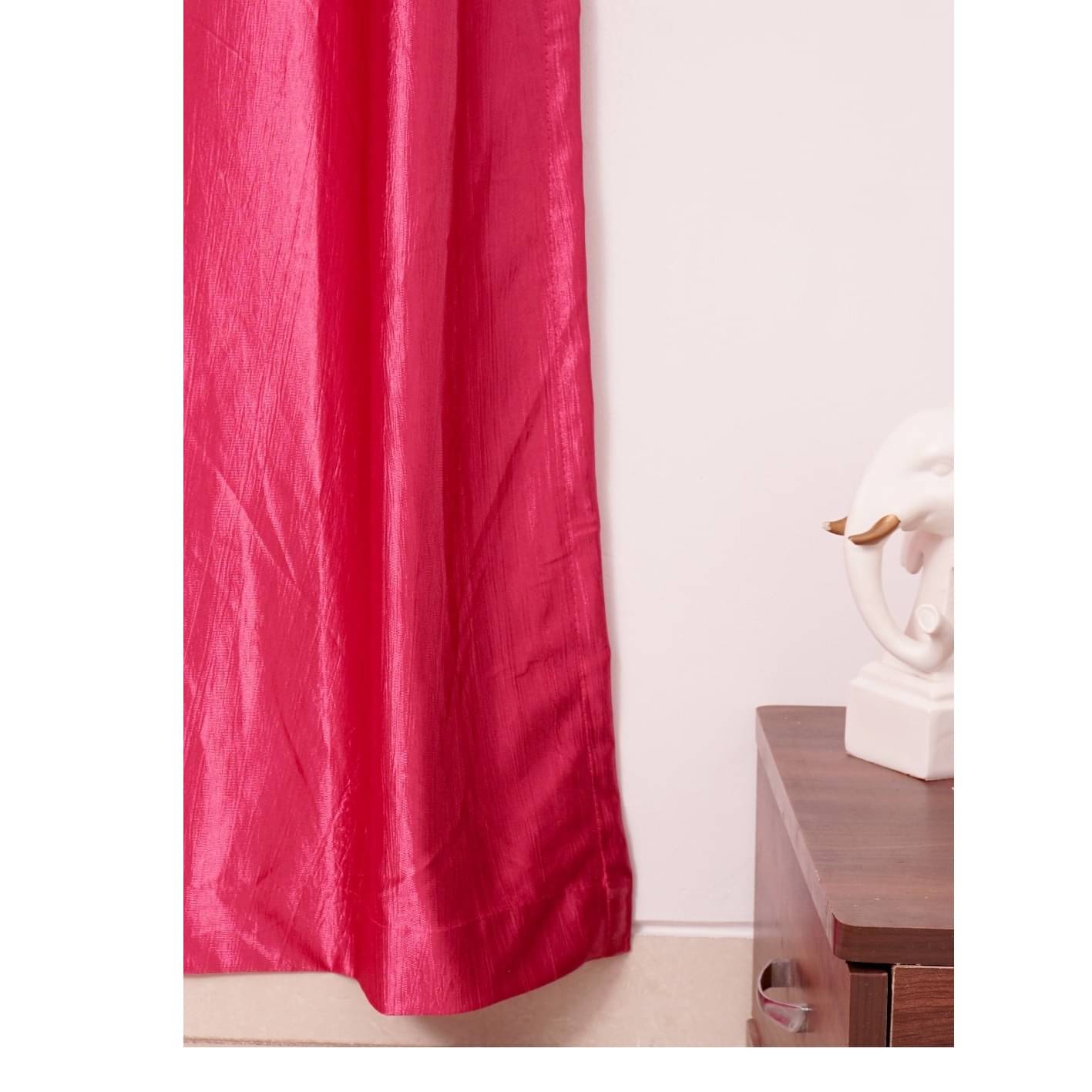 Flower With Bird Long Window Single Curtain (Pink)