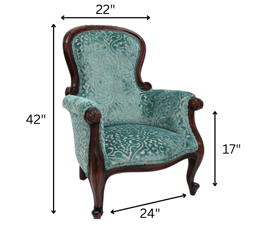 French Carving Style Antique Tufted Chair - rear_view
