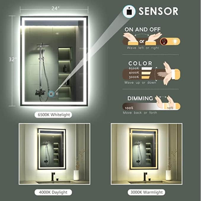 Led Mirror With Touch Sensor - top_view