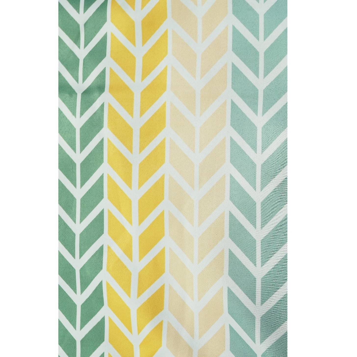 Arrow Design Long Window Single Curtain (Green & Yellow)