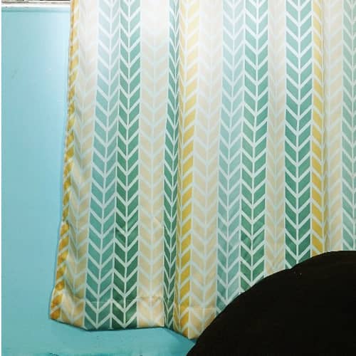 Arrow Design Long Window Single Curtain (Green & Yellow)