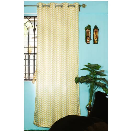 Arrow Design Long Window Single Curtain (Yellow)