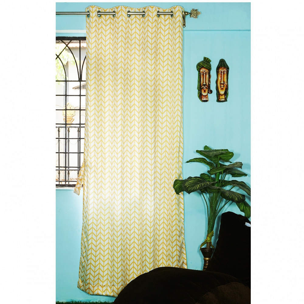 Arrow Design Long Window Single Curtain (Yellow) - photo