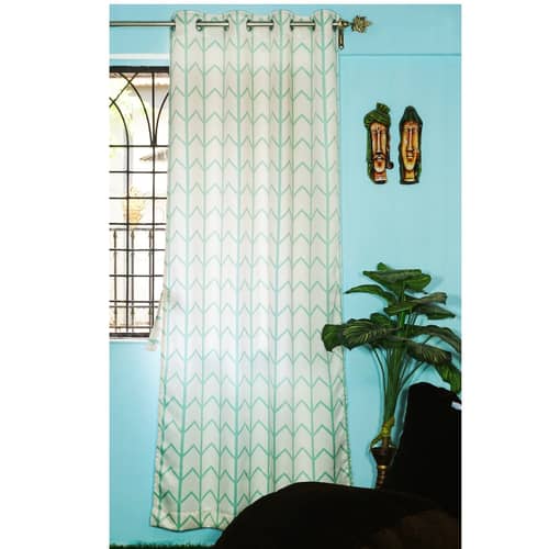 Arrow Design Long Window Single Curtain (Green)