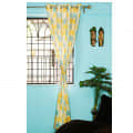 Polyester Long Window Single Curtain Printed Fabric(Yellow &Green) - front_view
