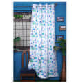 Floral Long Window Single Curtain (Blue & White) - photo