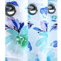 Floral Long Window Single Curtain (Blue & White) - front_view