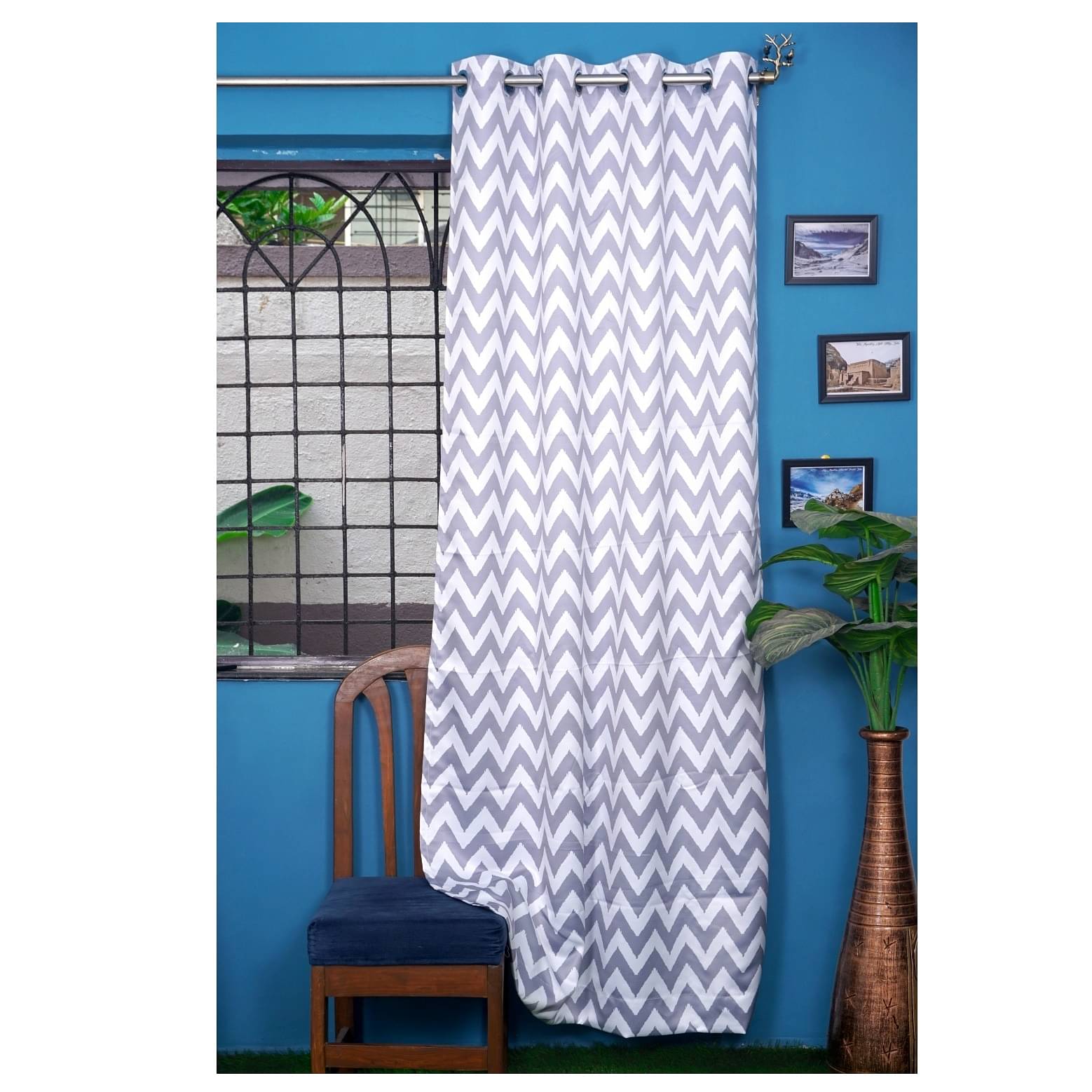 Zig Zag Long Window Single Curtain