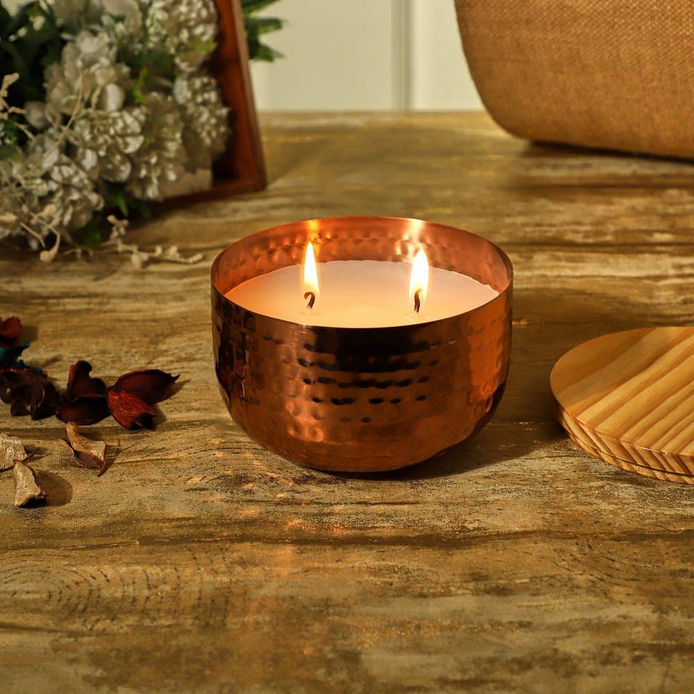Rose Gold Stainless Steel Wax Candle Container (Rose Mist) - photo