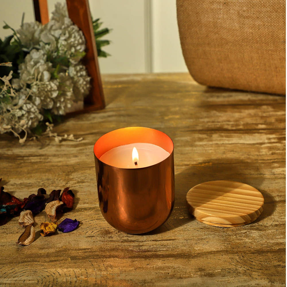 Rose Gold Stainless Steel Wax Candle Container (Rose Mist) - photo