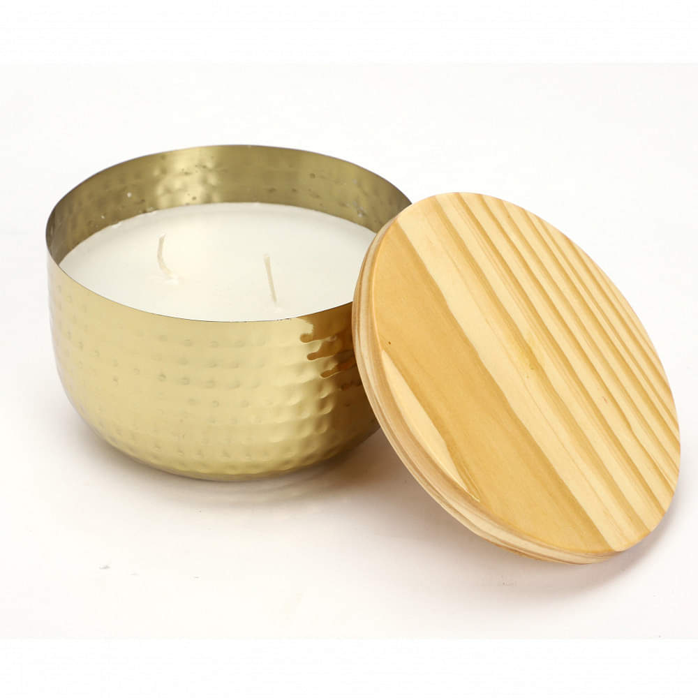 Gold Stainless Steel Wax Candle Container (Vanilla) - photo