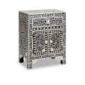 Bone Inlay 2 Drawers Floral Design Bedside Table - photo
