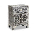 Bone Inlay 2 Drawers Floral Design Bedside Table - top_view