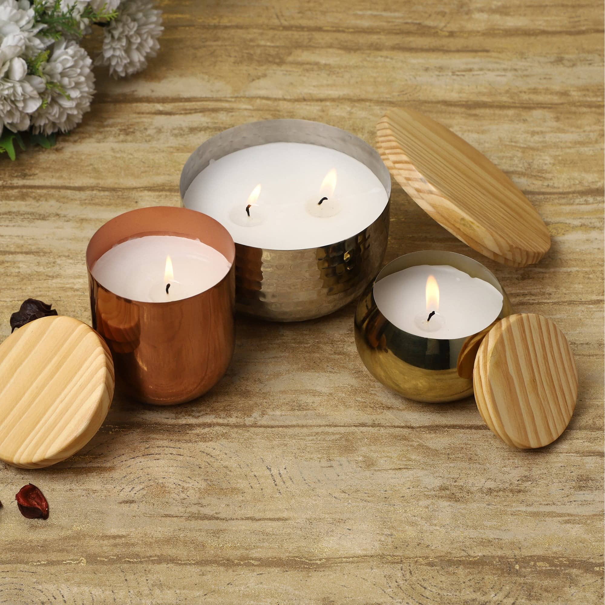 Silver Stainless Steel Wax Candle Container (Lavender)