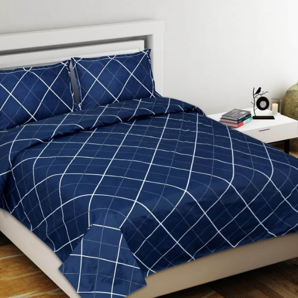 Geometric Double Bed sheet (Blue) - photo