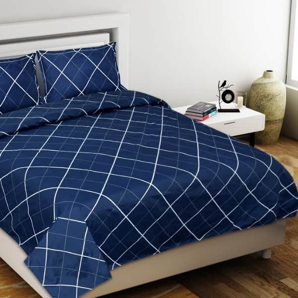 Geometric Double Bed sheet (Blue) - front_view