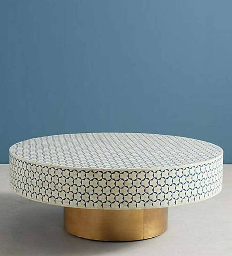 Bone Inlay Scroll Vine Inlay Coffee Table