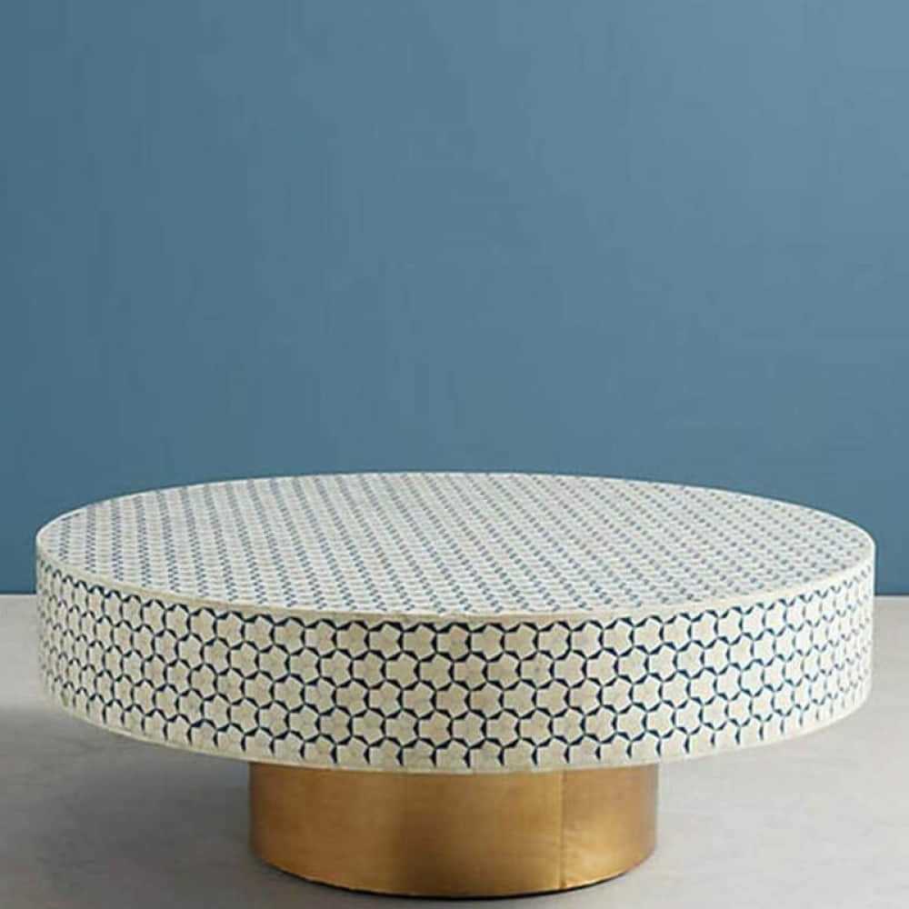 Bone Inlay Scroll Vine Inlay Coffee Table - photo